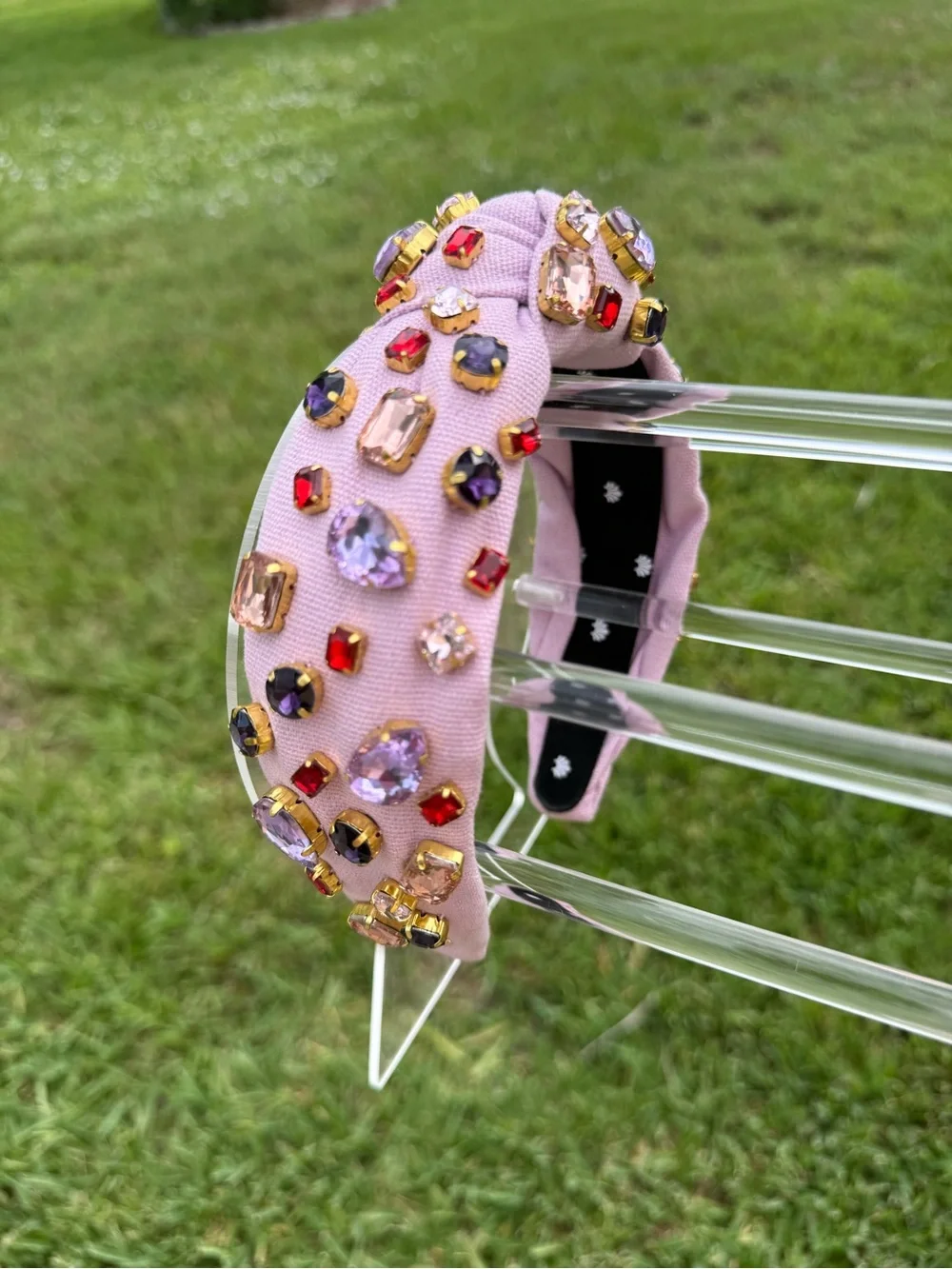 Lele Sadoughi x Atlantic Pacific Embellished Pink Jeweled Headband